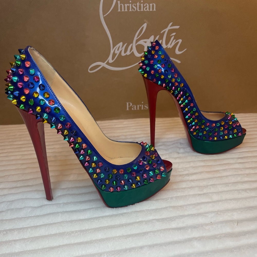 Christian Louboutin Lady Peeps 150 Spikes Multi